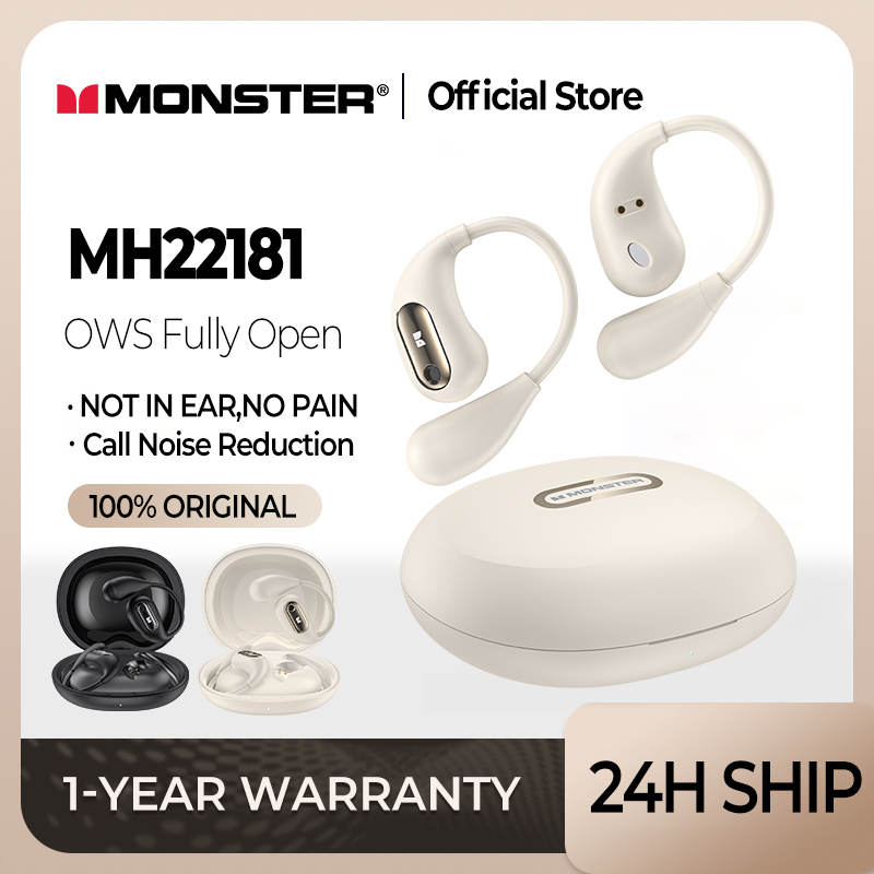 Monster 5.4 Bluetooth Earphone MH22181 OWS Fully Open Ear Earbuds IPX5 Waterproof Wireless  Headphone Bluetooth Noise-Cancelling Stereo