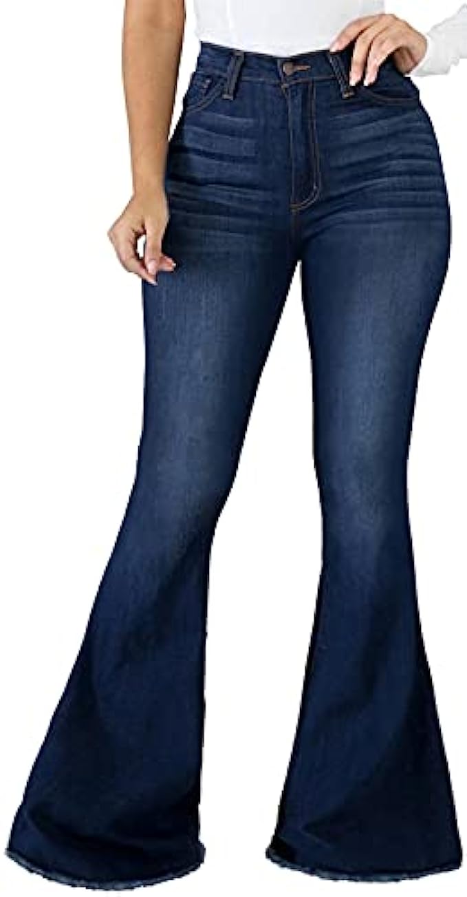 Bell Bottom Jeans for Women Ripped High Waisted Classic Flared Denim Pants