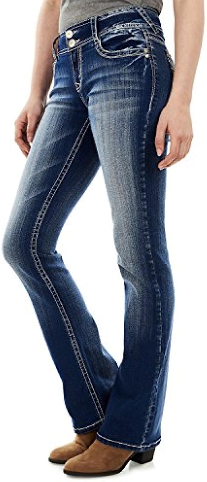 WallFlower Women's Instastretch Bling Luscious Curvy Bootcut Jeans
