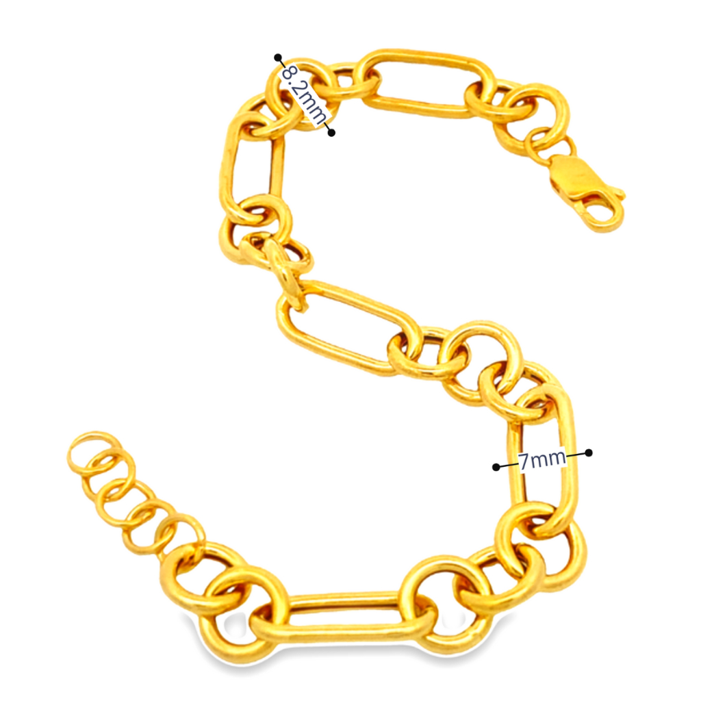 Top Cash Jewellery 916 Gold Circle Linking Bracelet