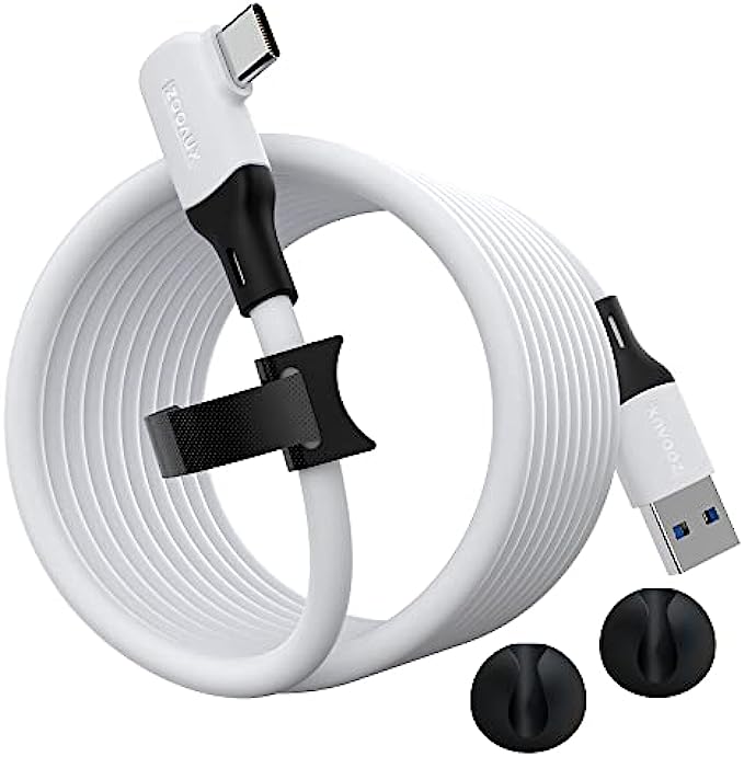 ZOOAUX Link Cable 16 FT Compatible with Meta/Oculus Quest 2 Accessories and PC/Steam VR, Fast Charing &amp; PC Data Transfer USB C 3.2 Gen1 Cable for VR Headset and Gaming PC