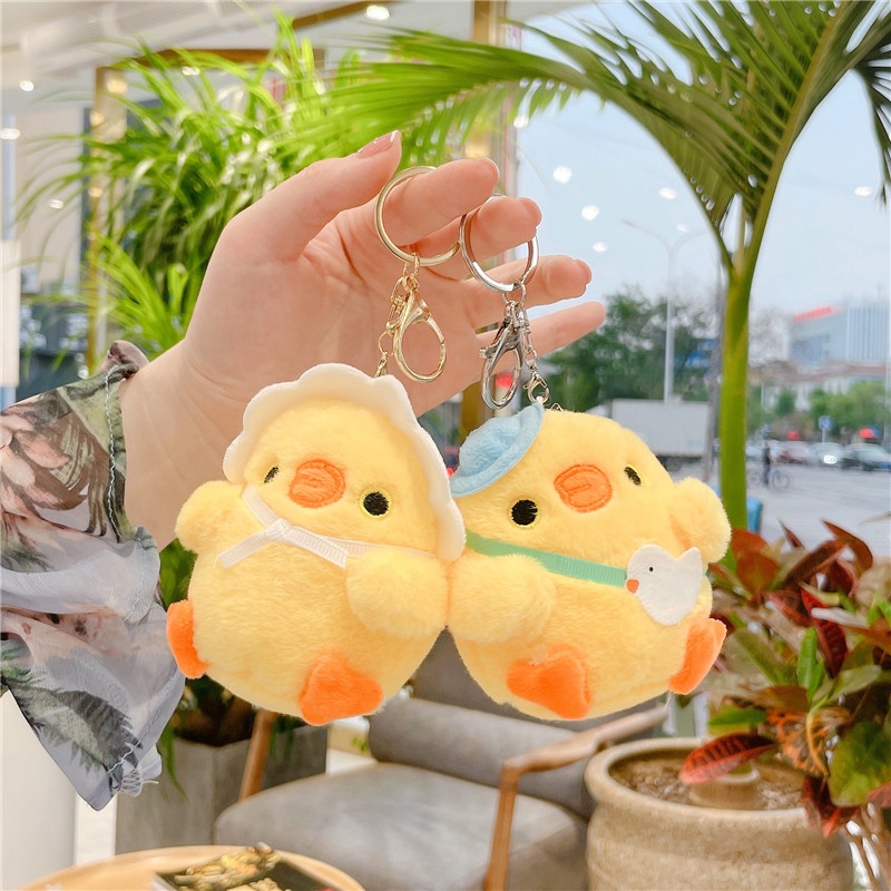 Soft Cute Chicken Plush Toy Doll Pendant Keychain Women Bag Gift Twilly Charm Cute Key Chain Ring