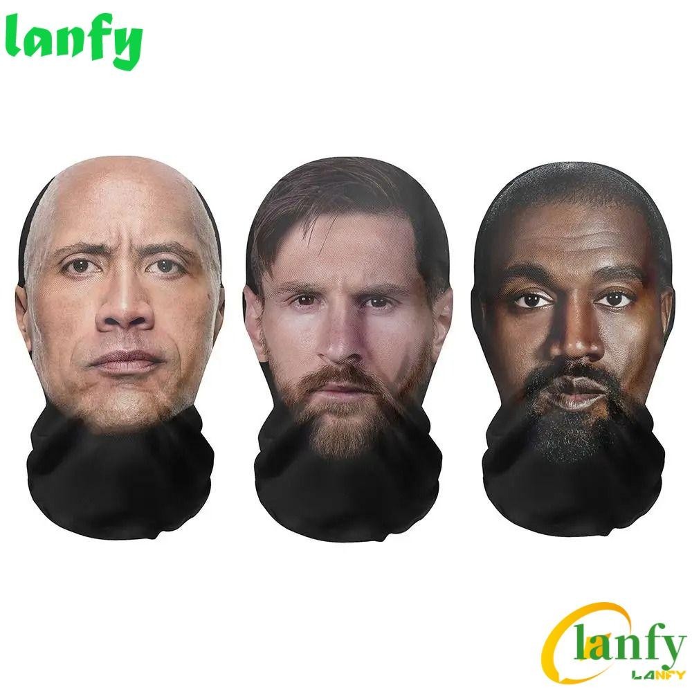 LANFY 3D Seamless Mask, Ice Silk Famous Person 3D Printed Face Mask, Headband Sunscreen Head Scarf Funny Face Printed Printed Face Cover Cosplay