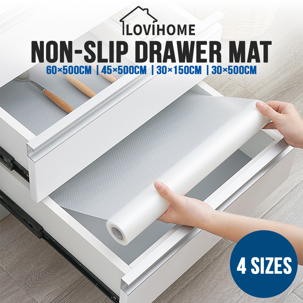 SG Non Slip Cupboard Mat Waterproof Cabinet Drawer Kitchen Organizer Thick Storage Rack Shelf Liner Pad Food Grade EVA