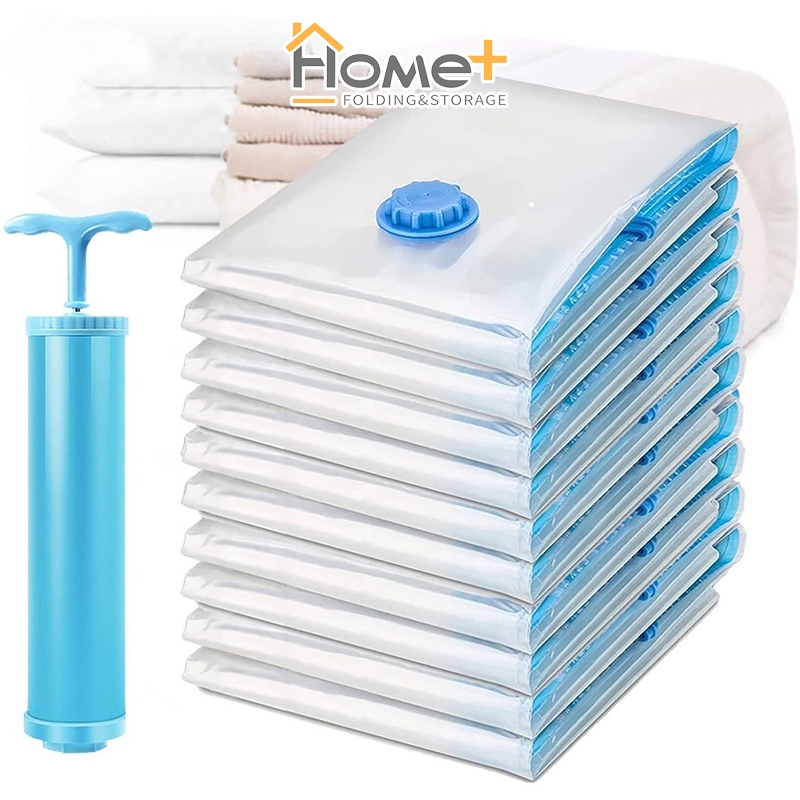 (HOME+) Vacuum Sealer Packing Bag Storage Compression For Clothes-Vacumn Vaccum Ziplock Travel