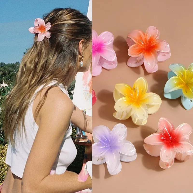 Women's Bohemian Style Hair Claw Clips With colorful Flower, Suitable For Daily Wear hair accessories