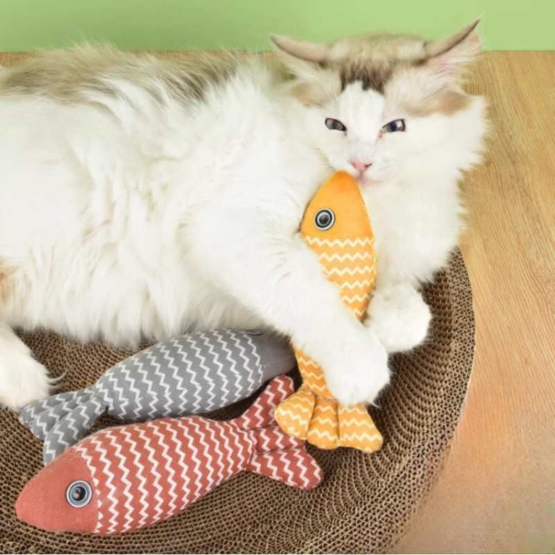 Cat Toy Fish Self-Happy Relieving Boredom Catnip Simulation Fish Teasing Cat Stick Cat Doll Teasing Cat Handy Tool